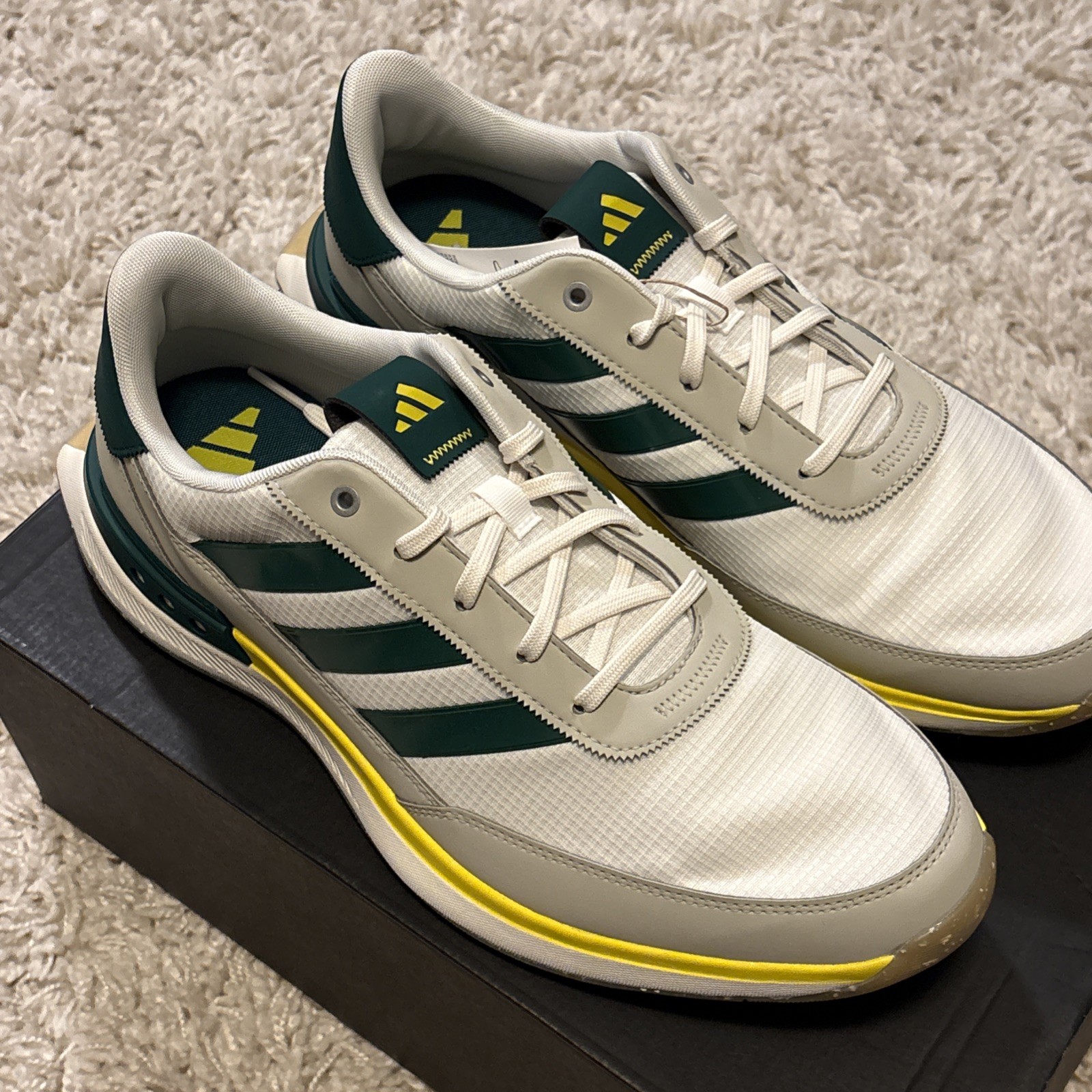 Adidas S2G 24 Men's Golf Shoes Spikeless - White / Green/ Yellow JI4030 Size 12