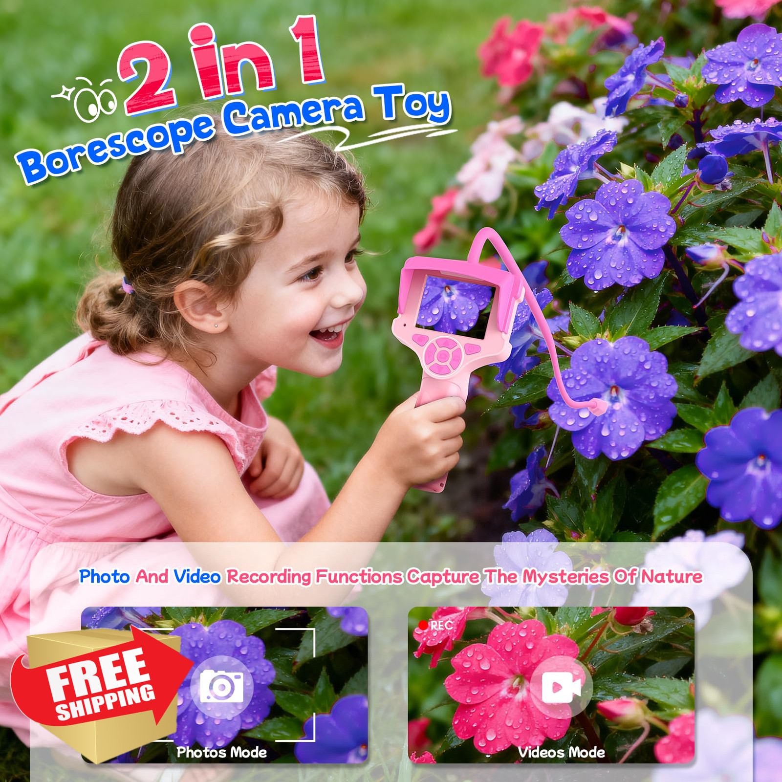 Borescope Snake Camera Kids Outdoor STEM Toy 32GB SD Card