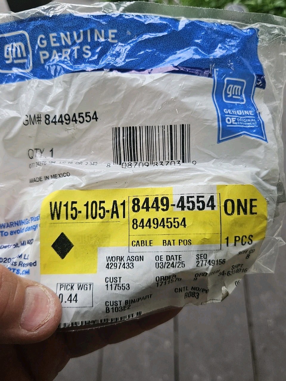 ACDelco Positive Battery Cable 84494554 OEM NOS GM 84494554 FREE SHIPPING