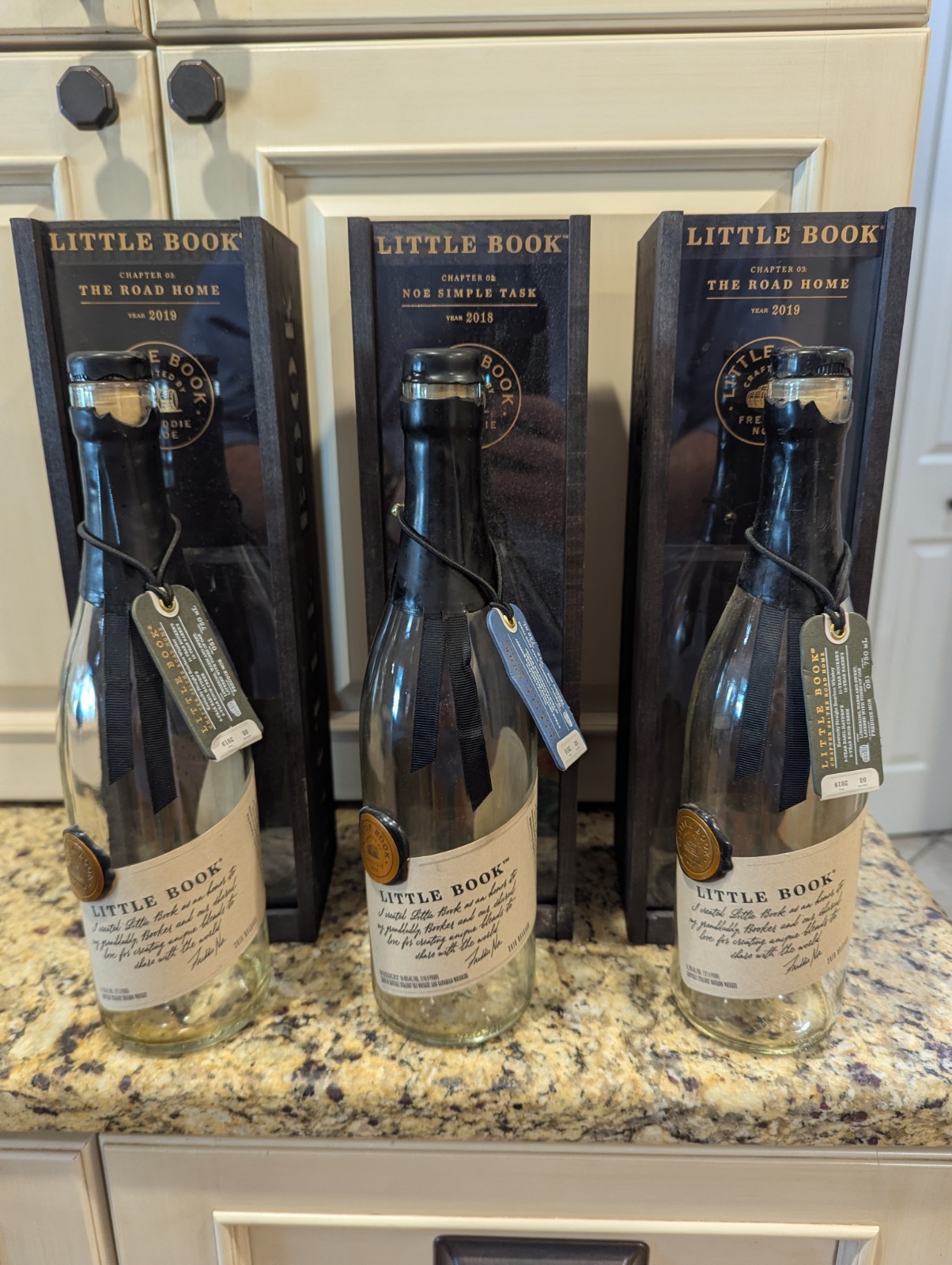 Booker's Little Book Wooden Box Empty Bottles Set Of 3