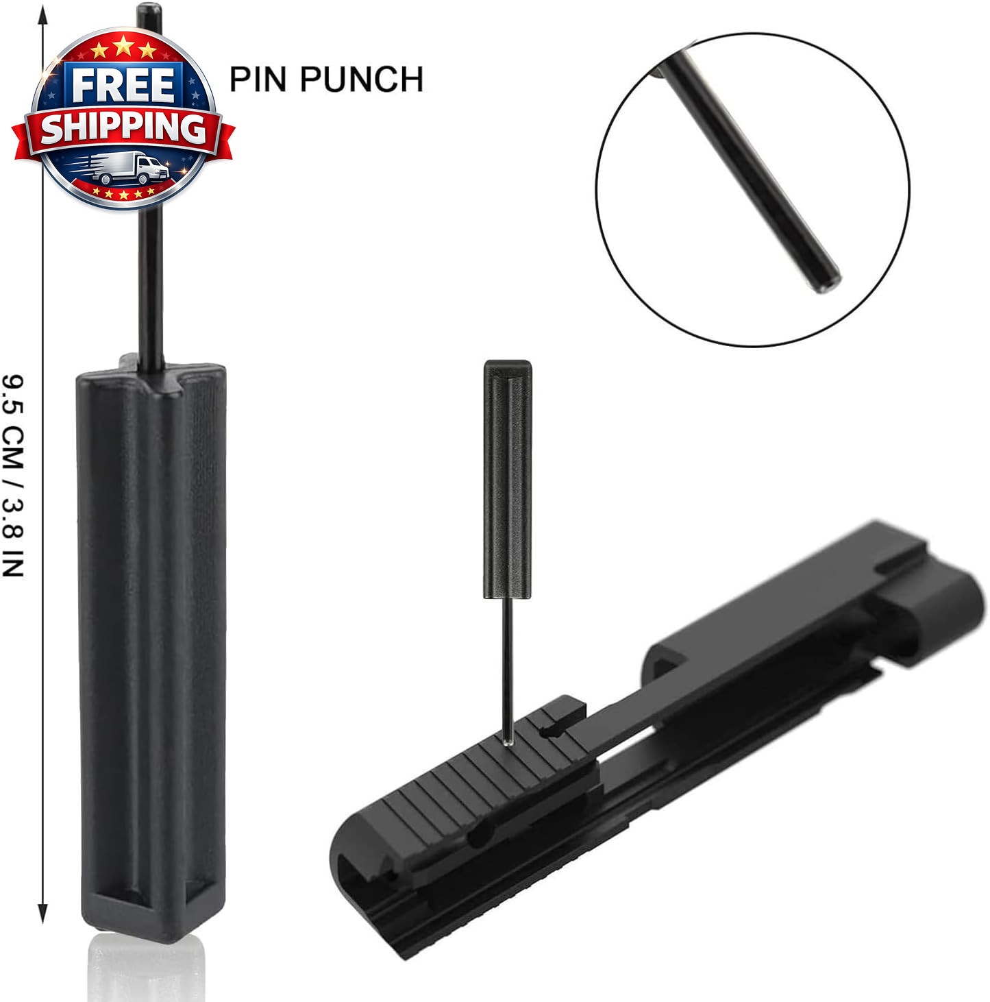 3PCS Tool Kit for Glock, Front Sight Remove Pusher 3/16" Hex Tool, Magazine Disa