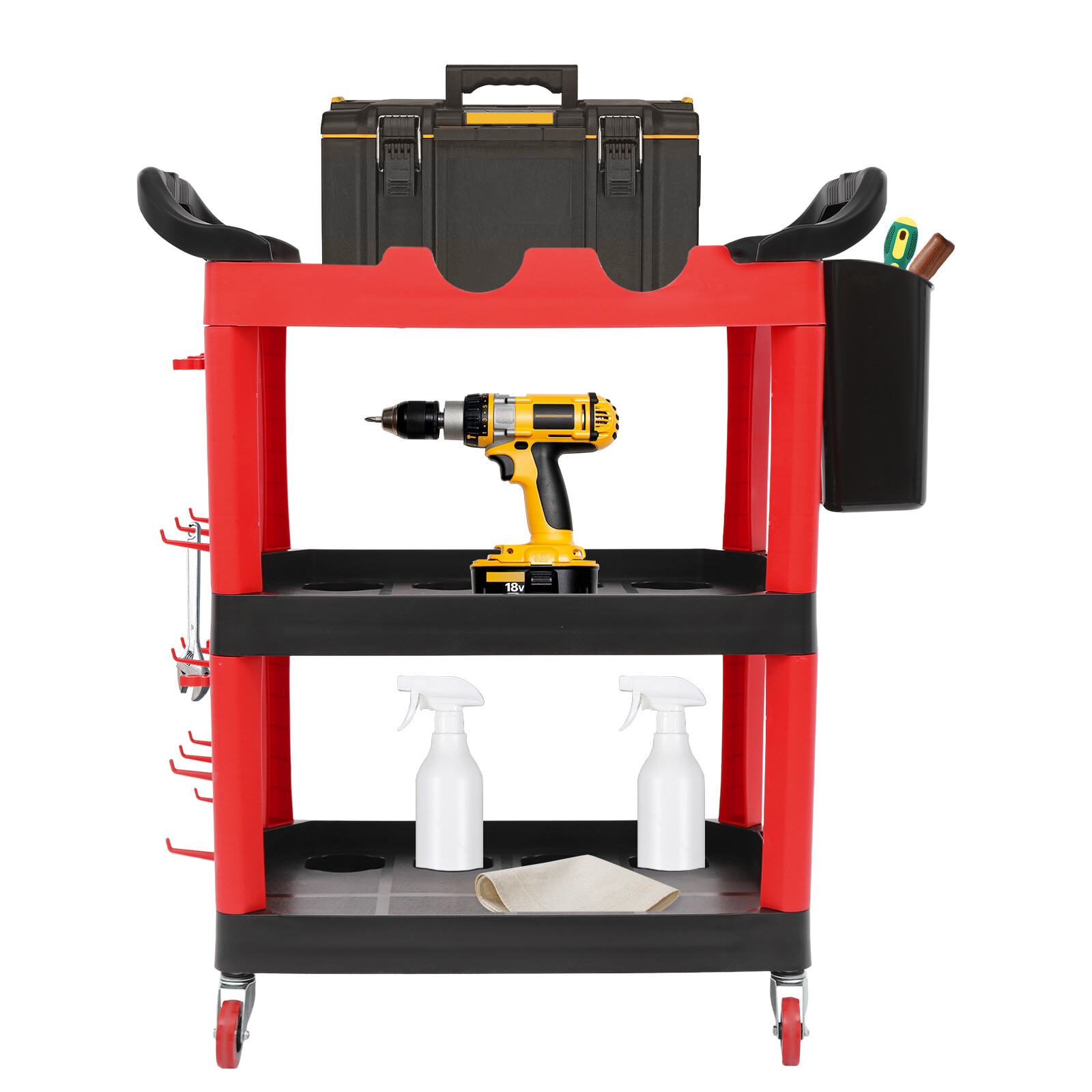 3 Tier Rolling Cart Tool Organization Cart Tool Storage Trolley 136.08kg/300lbs