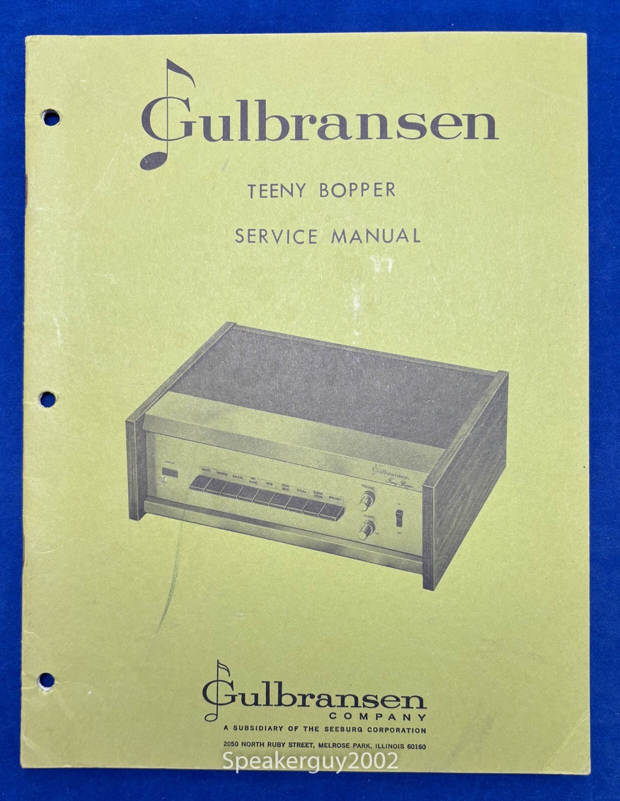 Original Gulbransen Teeny Bopper Service Manual