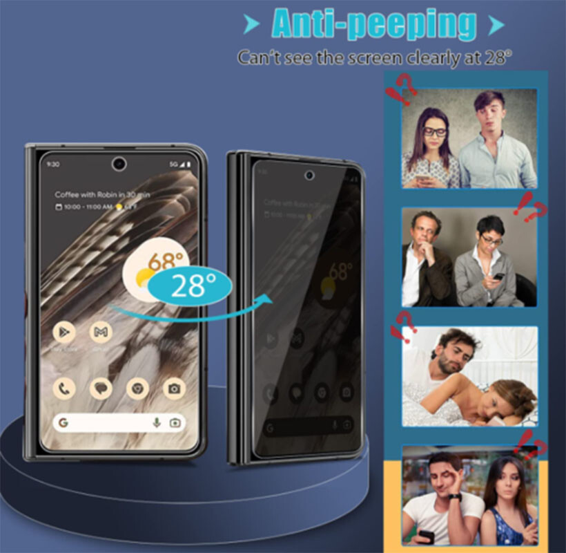 For Google Pixel Fold Privacy Tempered Glass Front Screen Protector/Camera Lens