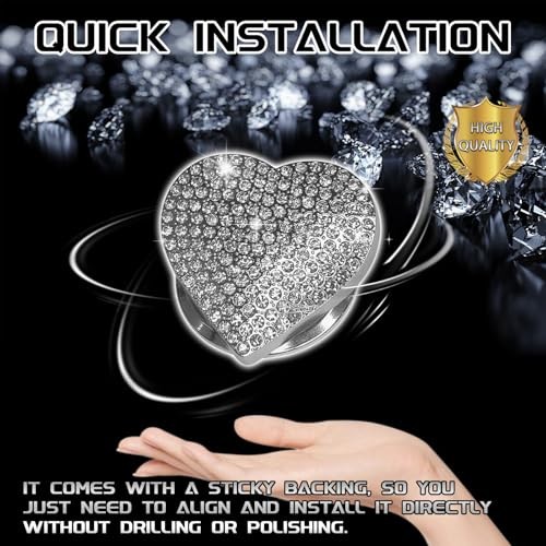 Heart Shape Car Engine Start Button Cover - Sparkly Rhinestone Ignition - White