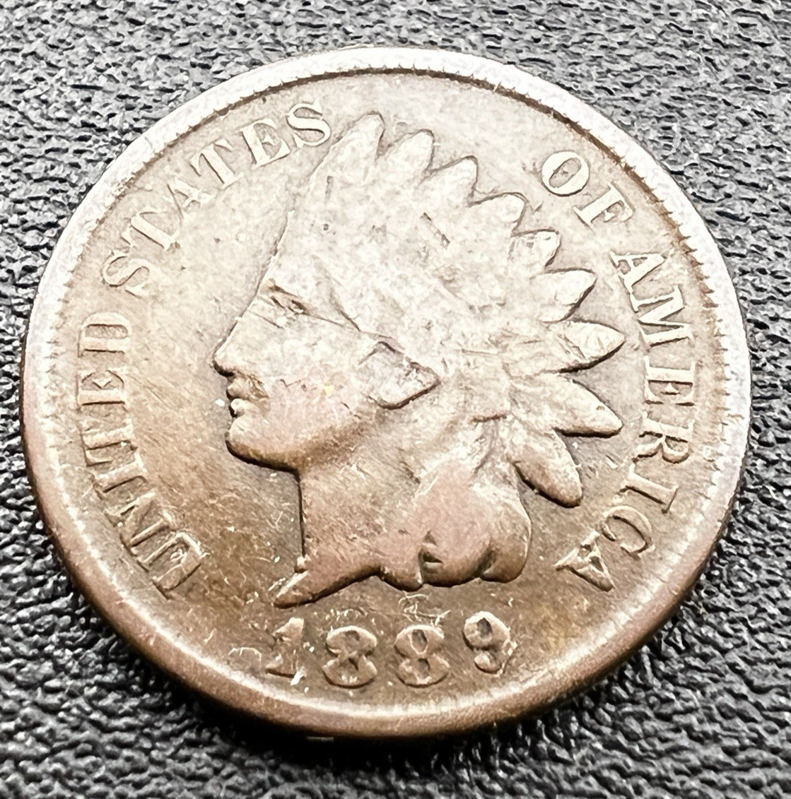 Indian Head One Cent Coin  1889 Very Good