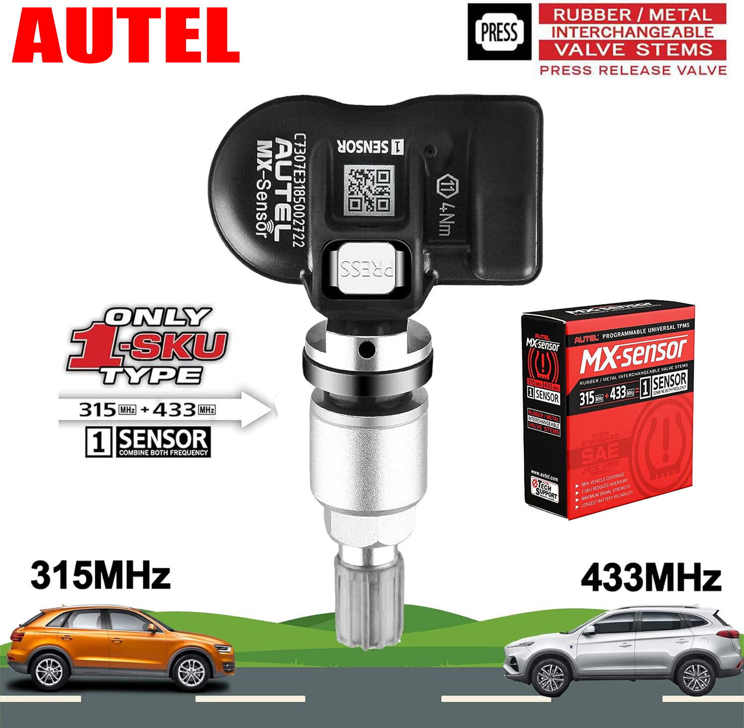 New Autel TPMS Sensor MX-Sensor 315MHz + 433MHz Programmable Sensor Tyre Tools