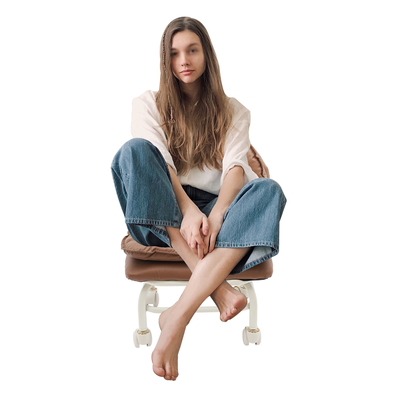 Brown Rolling Stool with Back Rest Heavy Duty Rolling Stool Roller Chair USA