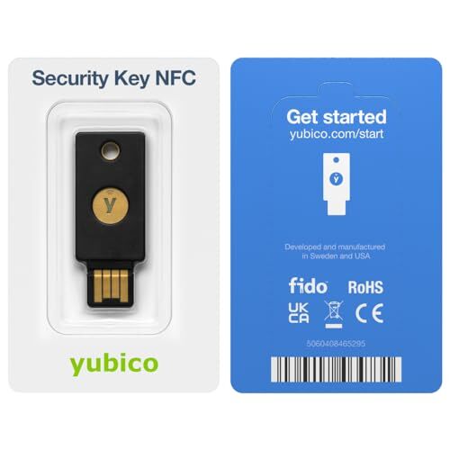 Yubico - Security Key NFC - Black - Two-Factor authentication 2FA Security Ke...