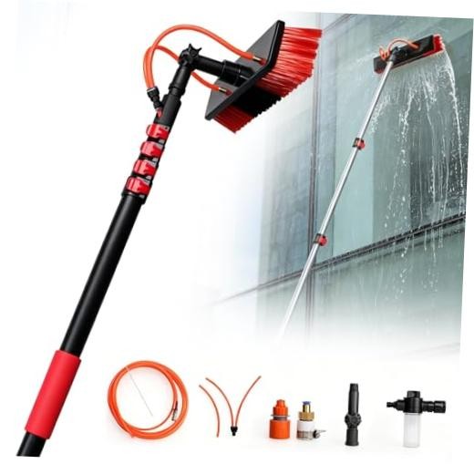 Solar Panel Cleaning Brush Water Fed Pole Kit 5-15FT Adjustable Solar Panel