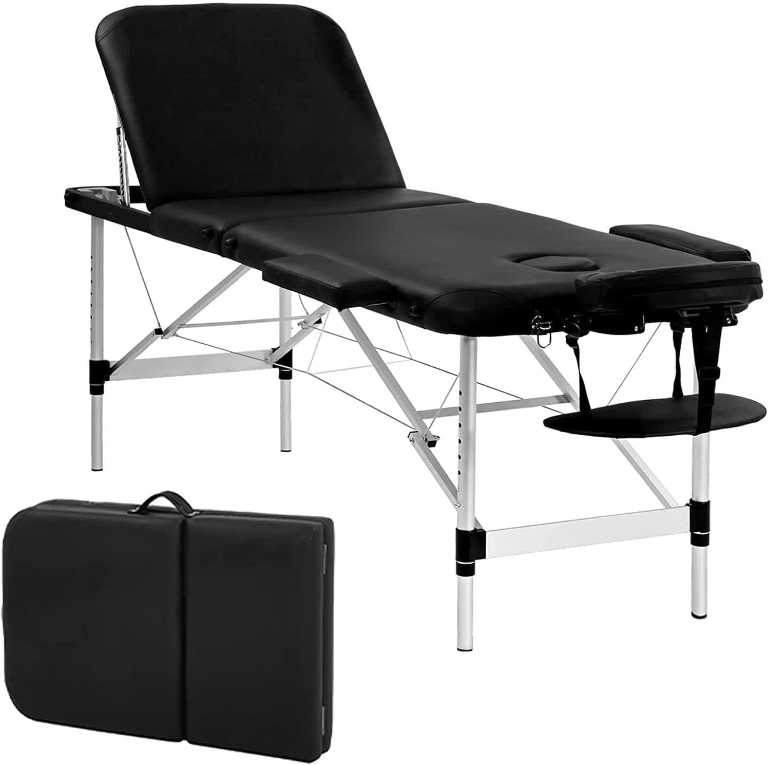 Aluminium Massage Bed Portable Massage Table 24 inch Wide Lash Bed 3 Folding