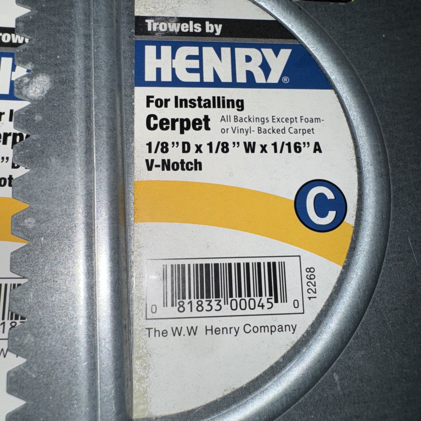 1/8x1/18x1/16 C Trowel V Notch For Installing Carpet Lot Of 8 Henry 1383