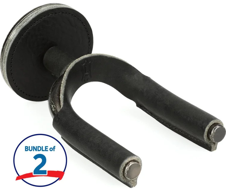 Levy's FGHNGR Smoke Forged Guitar Hanger (2 Pack) - Black Leather