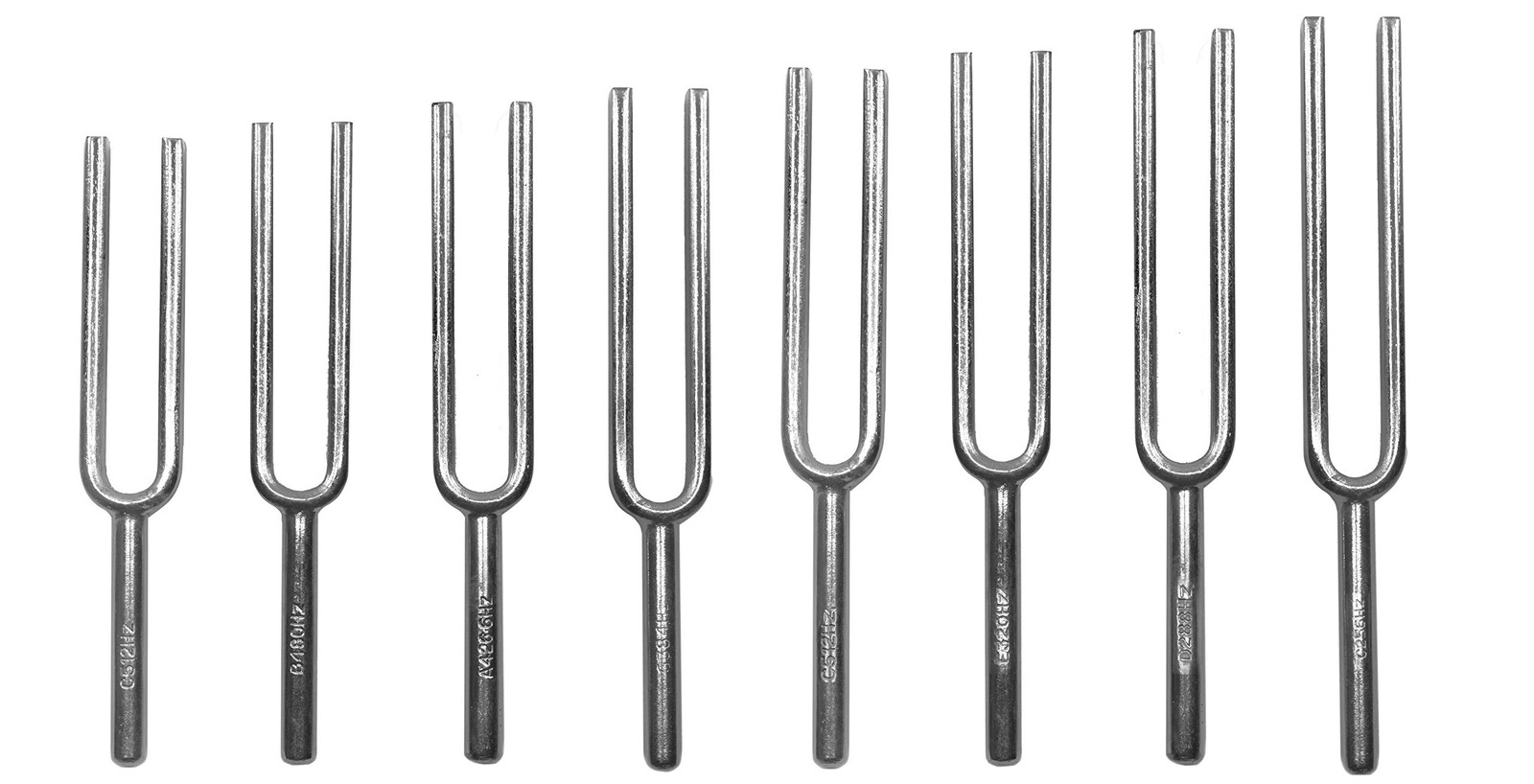 Labs Scientific Steel Tuning Forks, Set of 8 (Scientific Pitch, C4 = 256Hz) - De