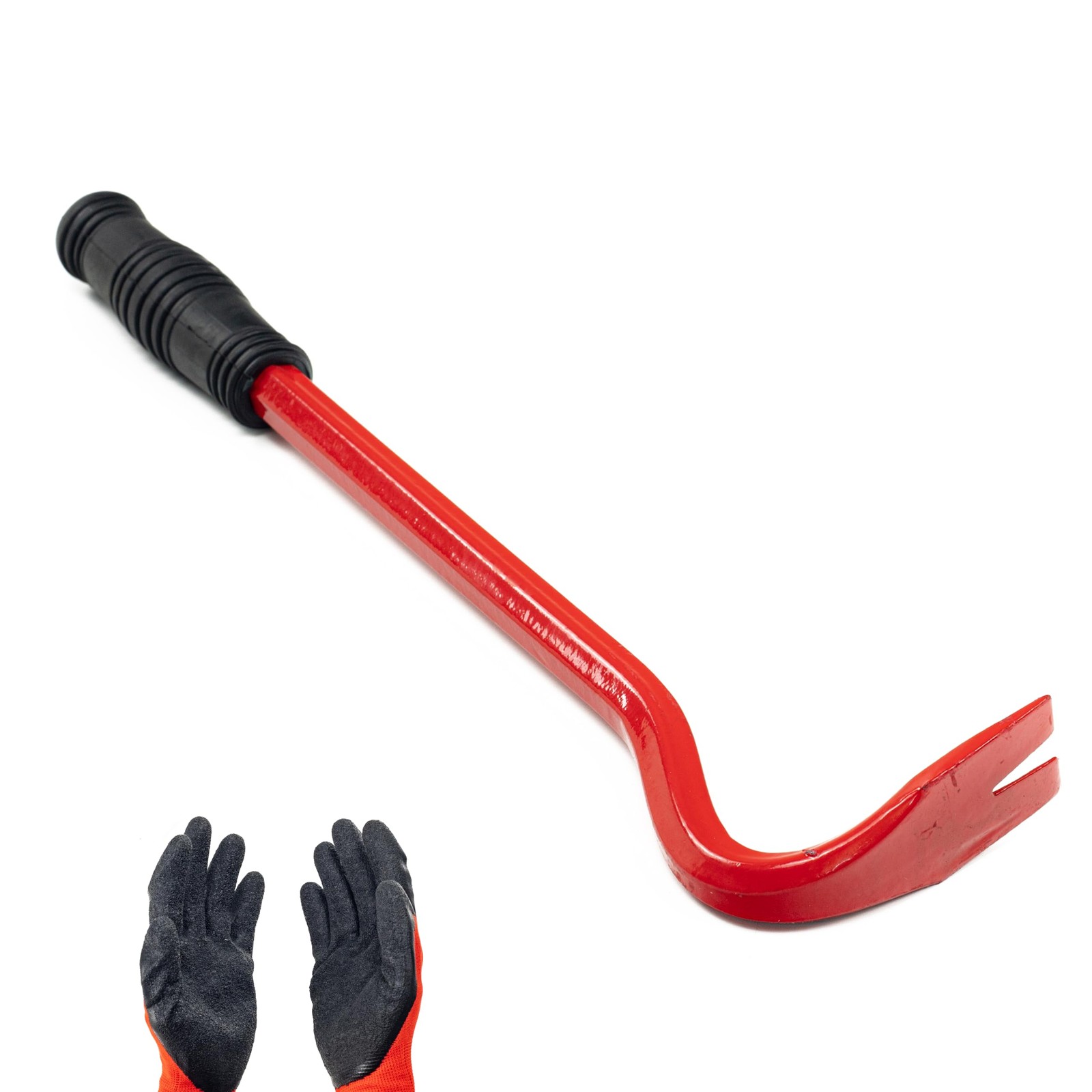 Small Angled Pry Bar Short Crow Wrecking Red with Handle Nail Puller...