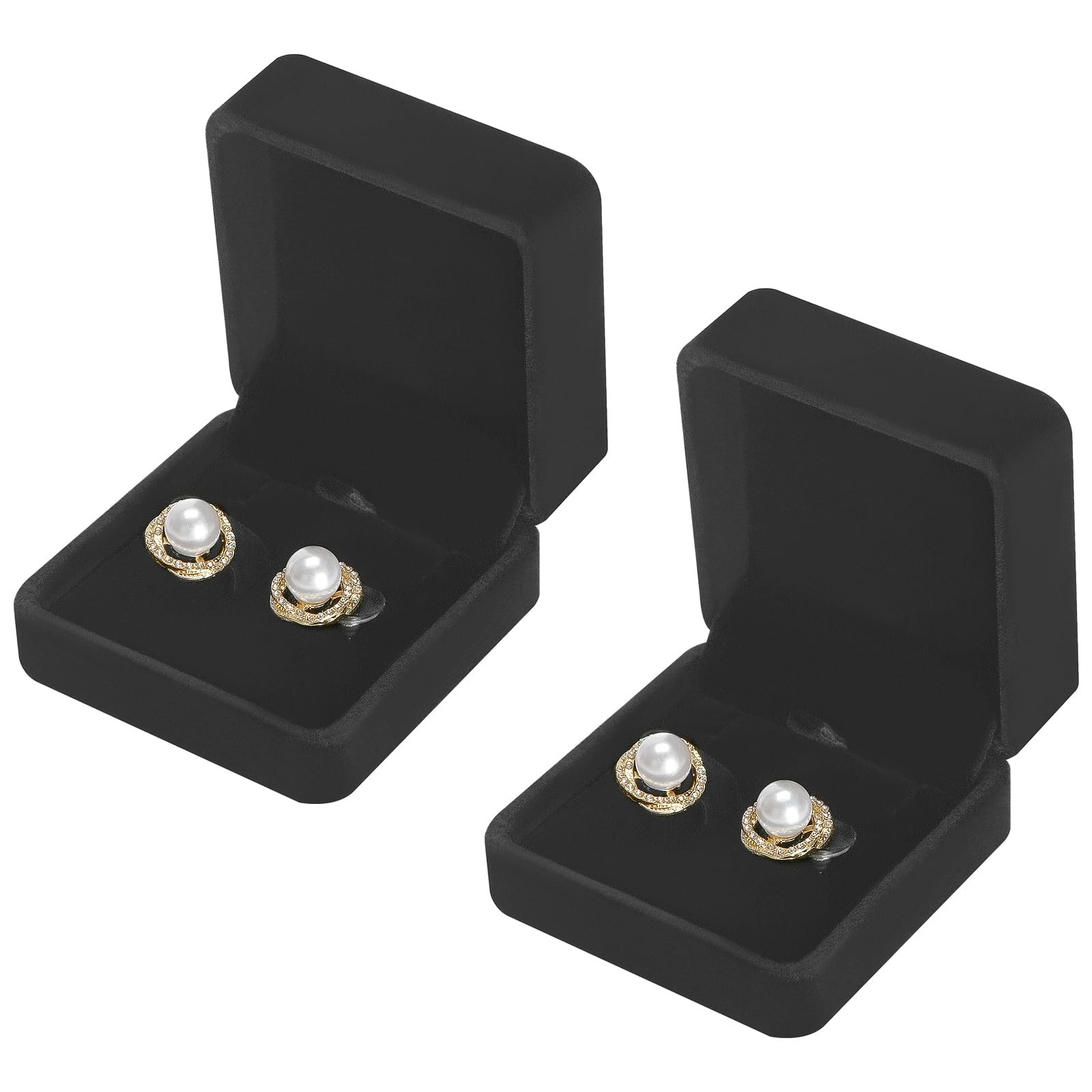 KUKUVR 2 Pieces Classic Velvet Jewelry Earring 4 x 2.8 x 1.4 inches, Black