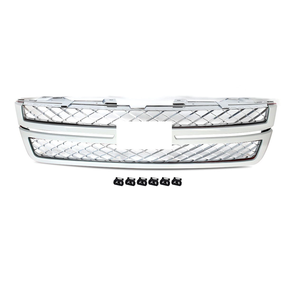 Summit White Front Grille with Chrome Mesh For 2011-2014 Silverado 2500HD 3500HD