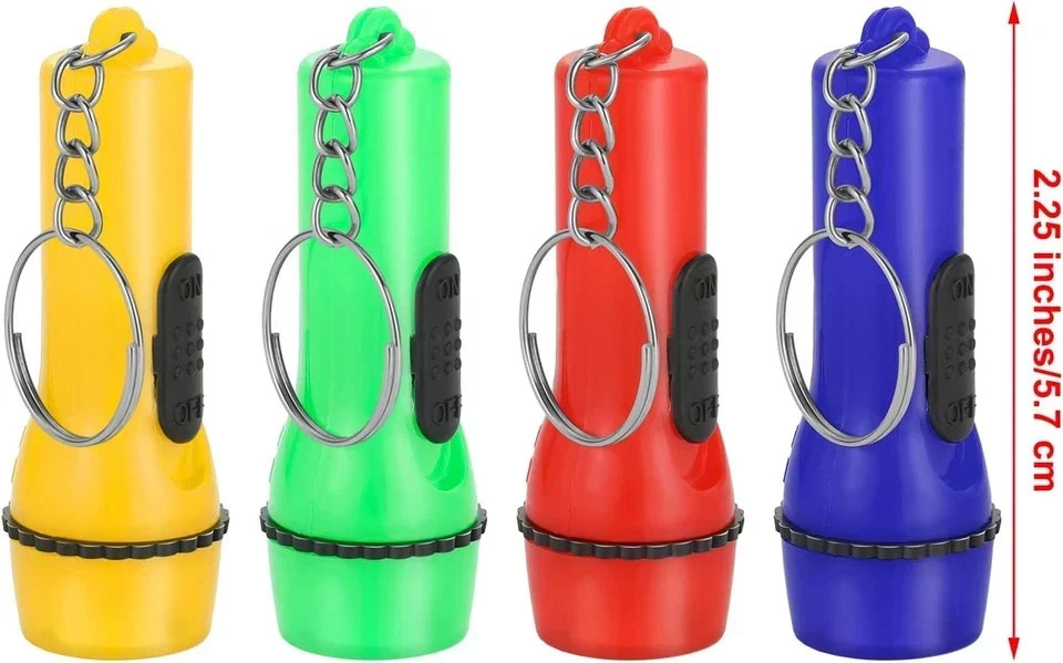 48 Pieces Mini Flashlight Keychain Bulk Assorted Colors Lightweight, Portable To