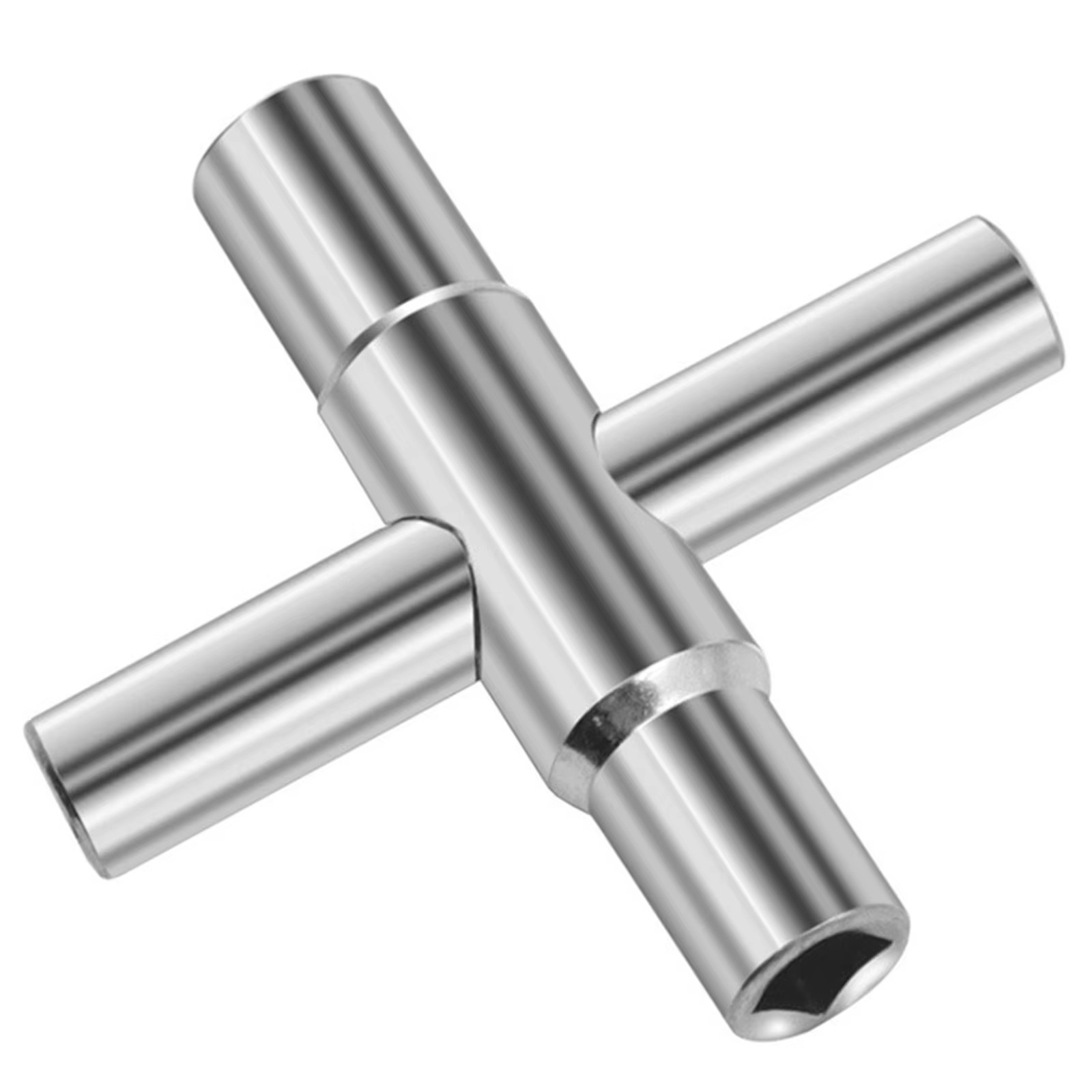 4 Way Steel Sillcock Water Key Silver Manual Bathroom Wrench Hardware Tools for