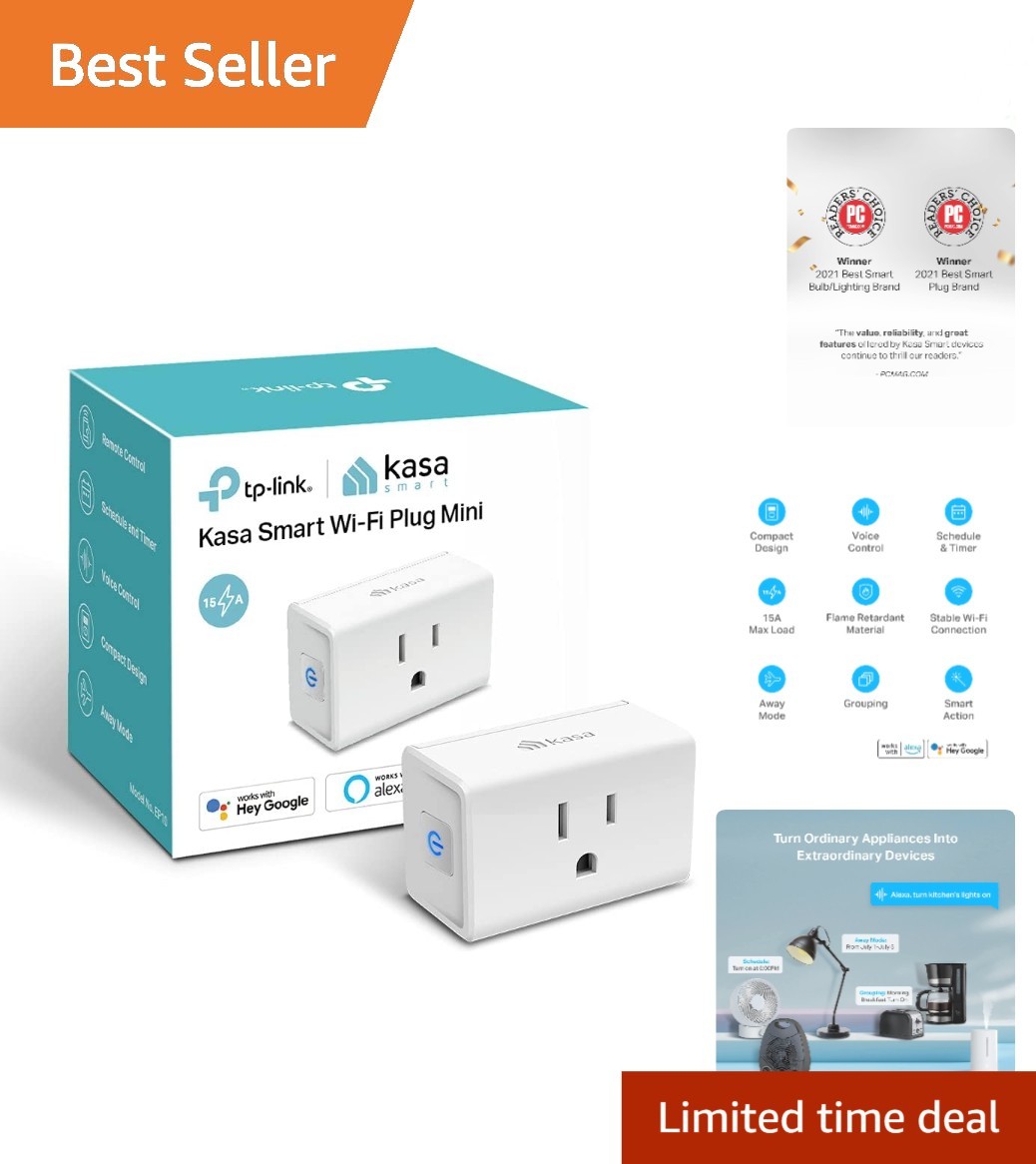 Compact 15A Smart Wi-Fi Outlet - Works with Alexa & Google Home White - 1-Pack
