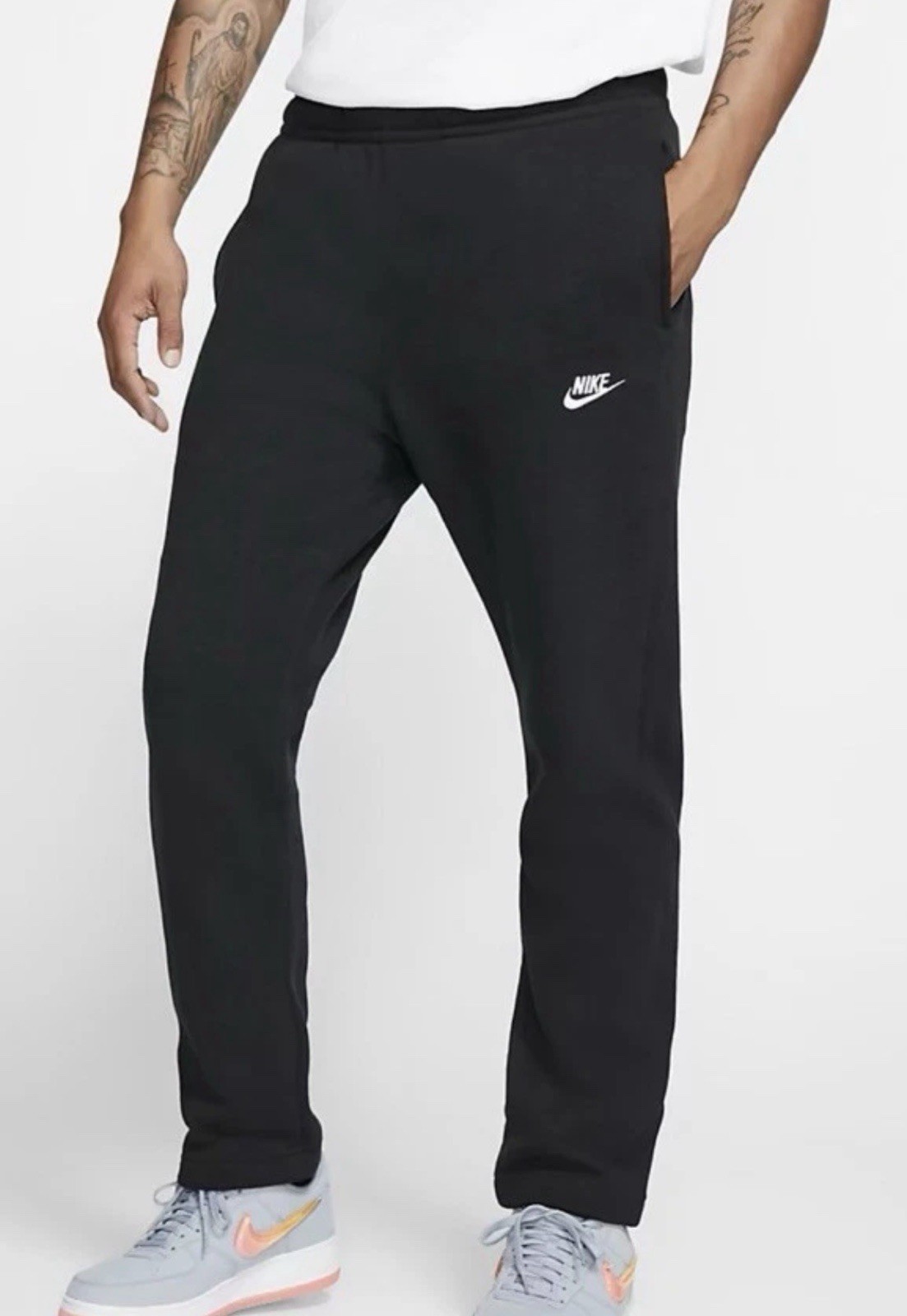 Nike Sportswear Club Black Fleece Open Hem Sweat Pants Mens Sz Medium BV2707-010