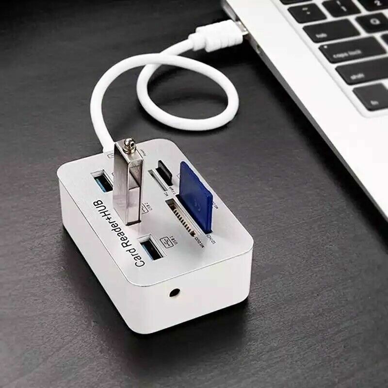 3 Port USB 3.0 Hub Memory Card Reader Adapter for MS SD M2 TF Cards