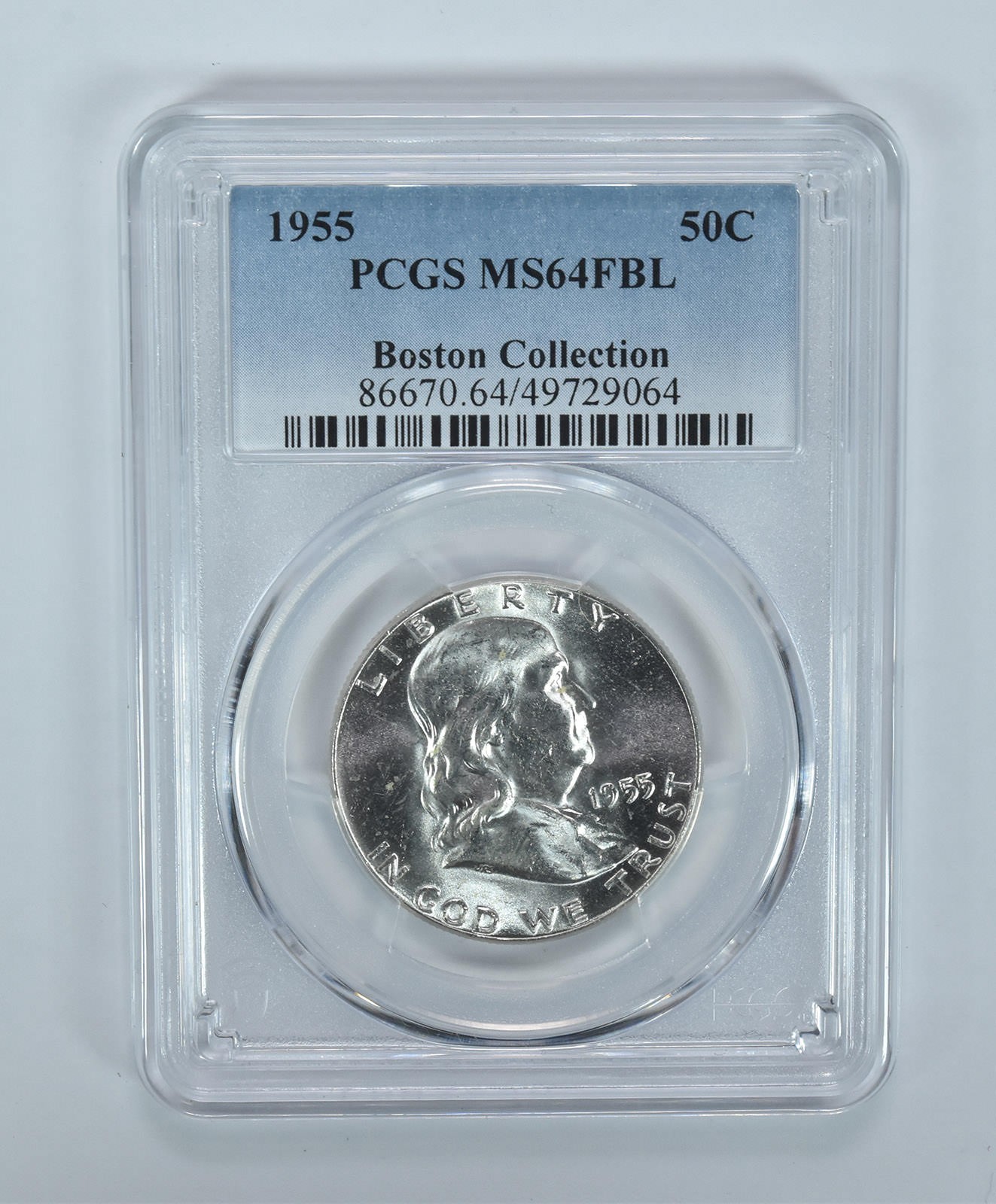 1955 Franklin Half Dollar Boston Collection MS64 FBL PCGS Blue Label