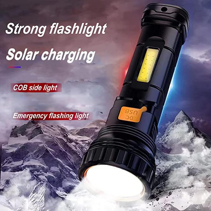 E-SHIDAI Solar/Rechargeable Multi Function 1000 Lumens LED 2PCS Black