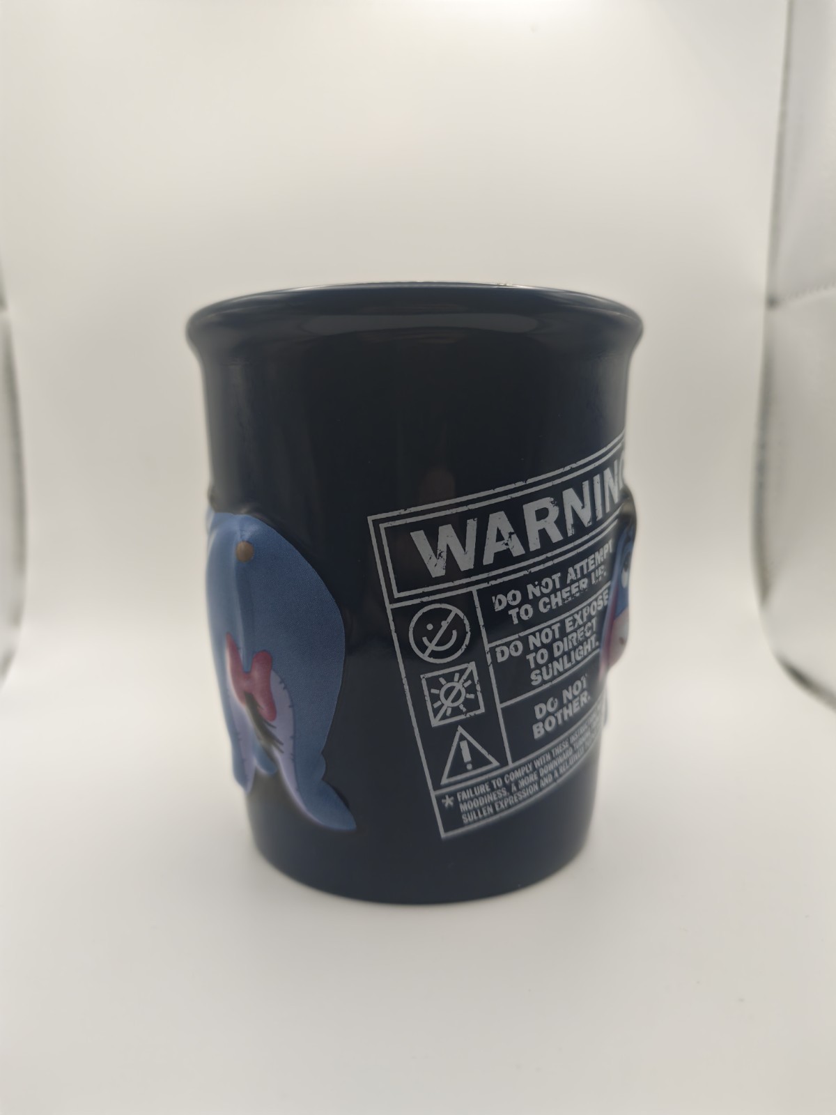 Eeyore Disney Large 3D Embossed navy "Warning" Mug