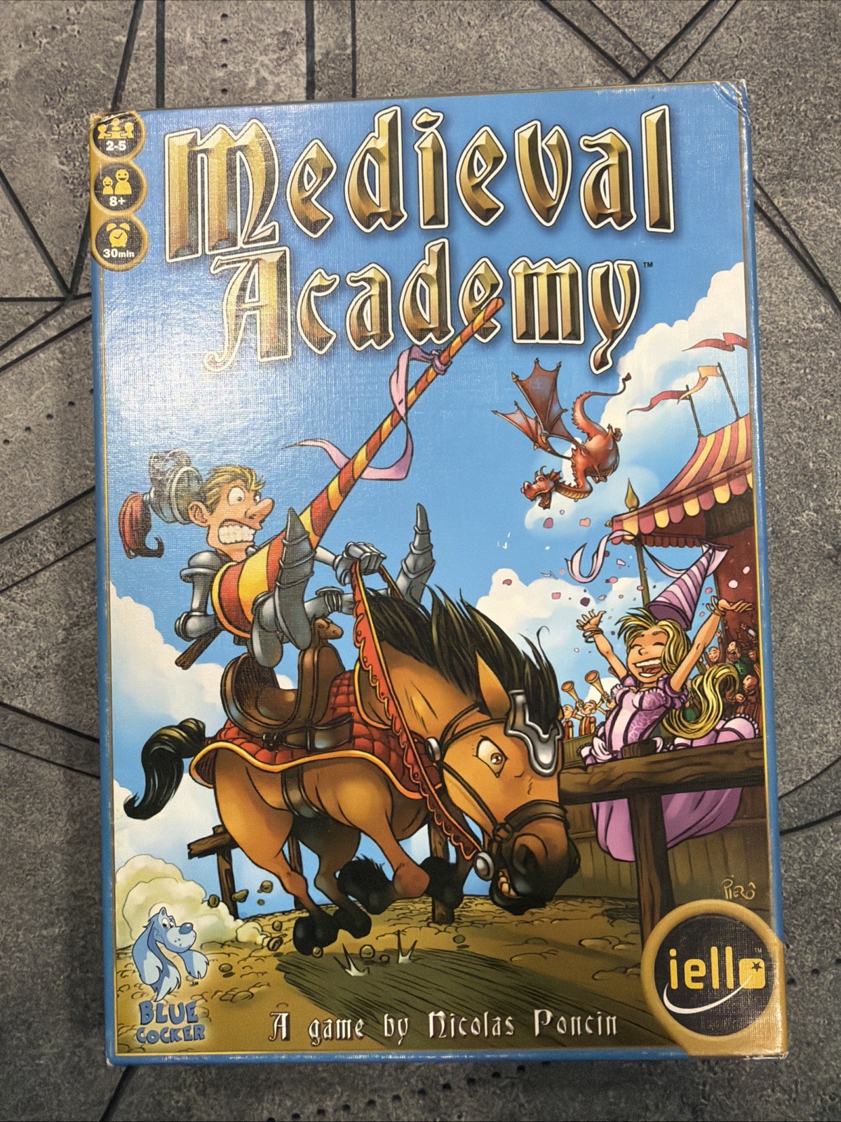 Medieval Academy Card Drafting Board Game Complete Iello Blue Cocker Games