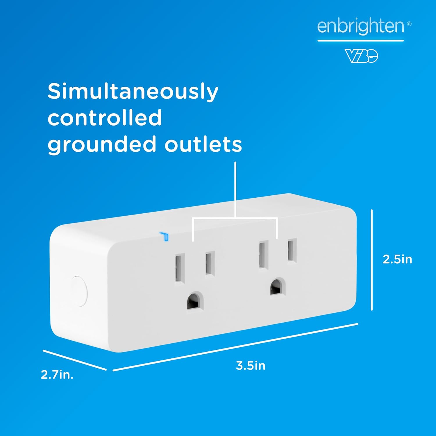 Matter Indoor Smart Plug, 2 Grounded Outlets, White | Matter Compatible, Indoor