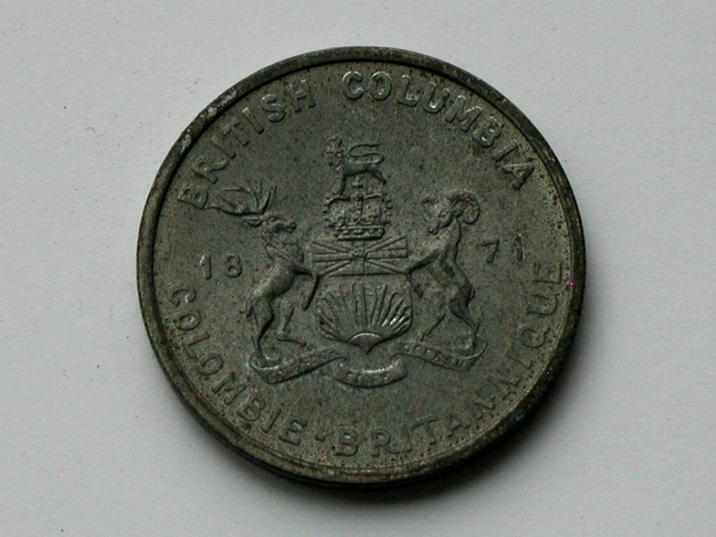 BC CANADA Coat of Arms (1905) Medal with Dogwood Flower (Unplated-Zinc Variety)
