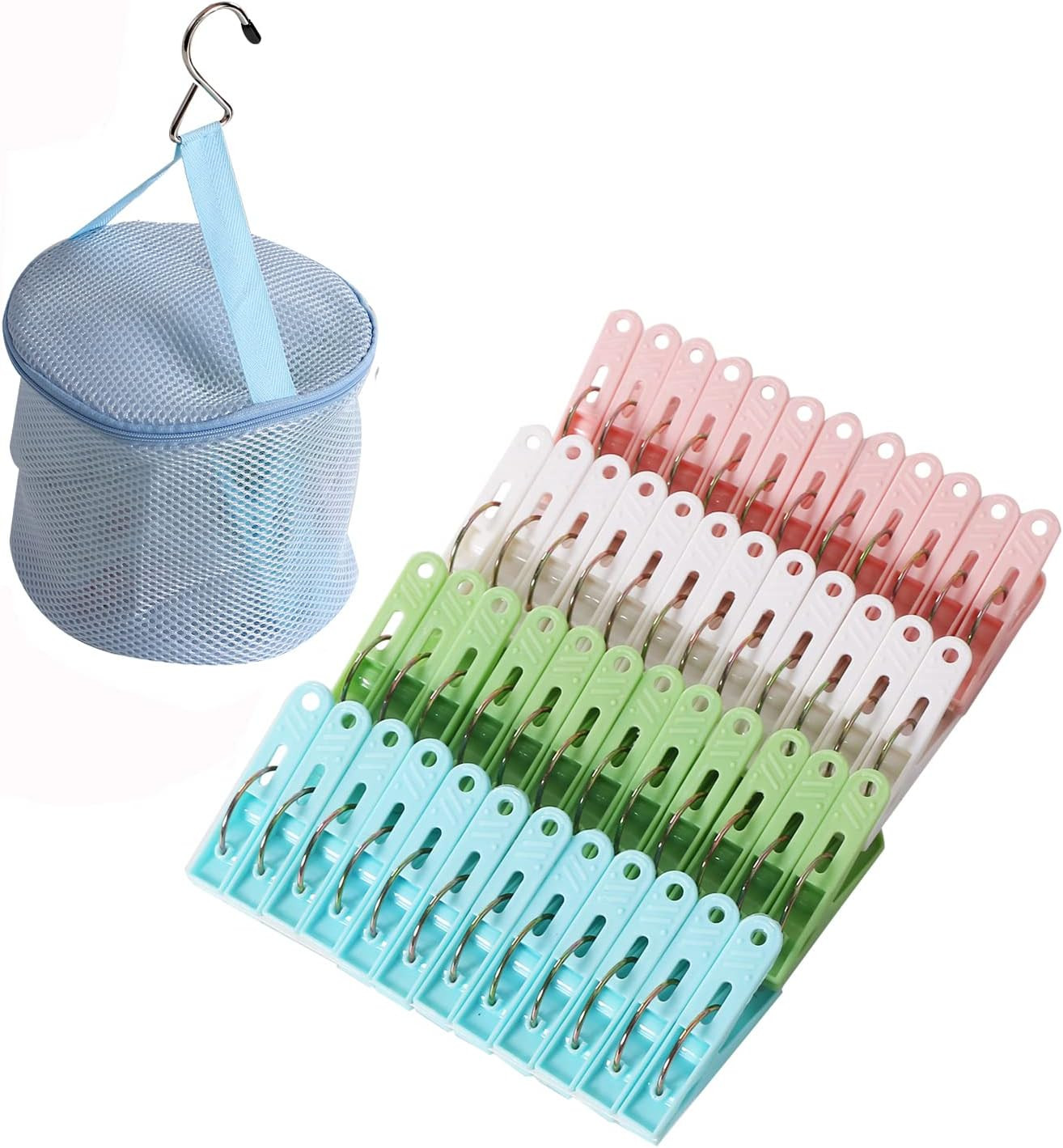 48 Pack Plastic Clothes Pins Heavy Duty Outdoor for Hanging Clothes, Colored Clo