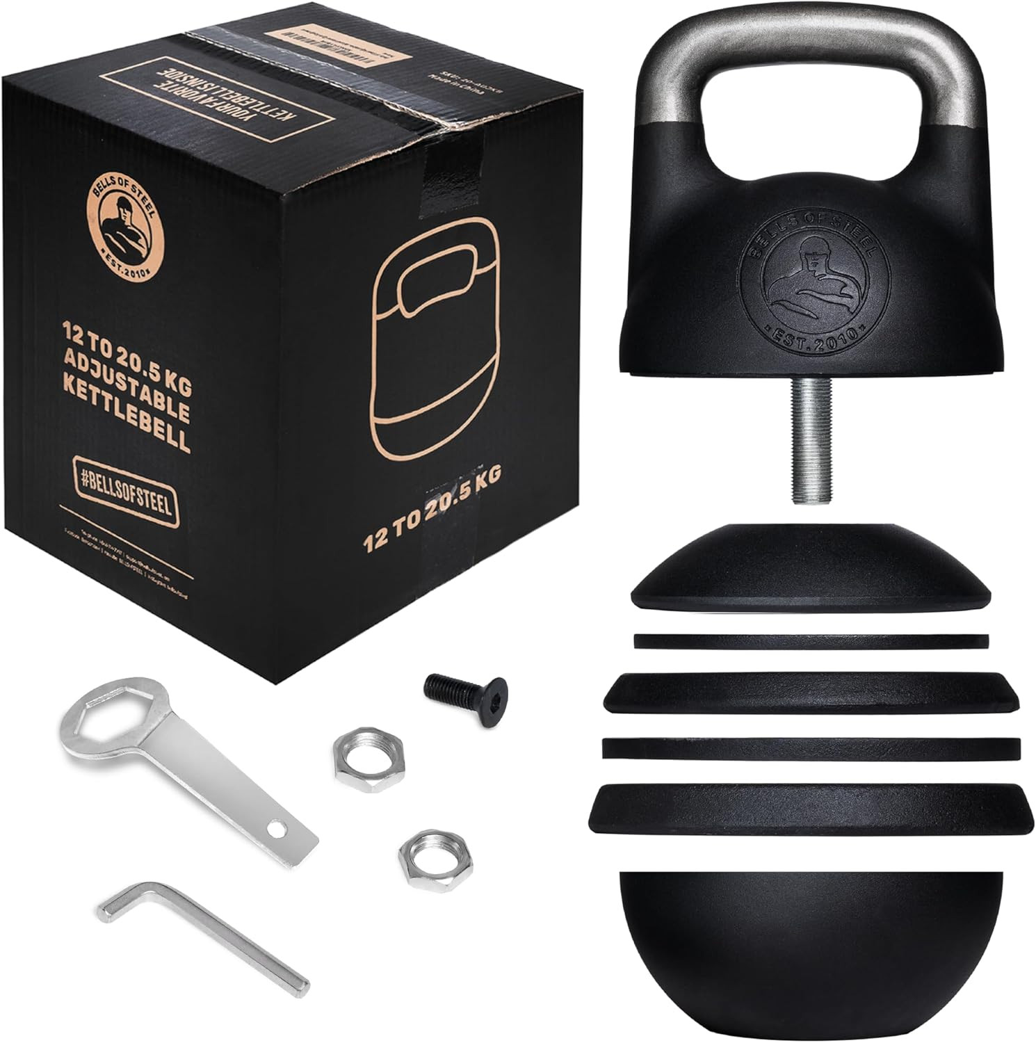 Adjustable Kettlebell Set - Steel Shell, 12-20.5Kg for Full Body Workouts