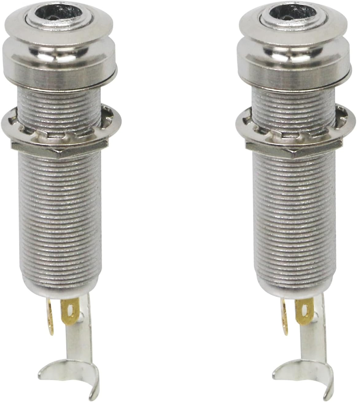 2 PCS Silver Guitar End Pin Jack Threaded Stereo Output Jack Socket for Electric