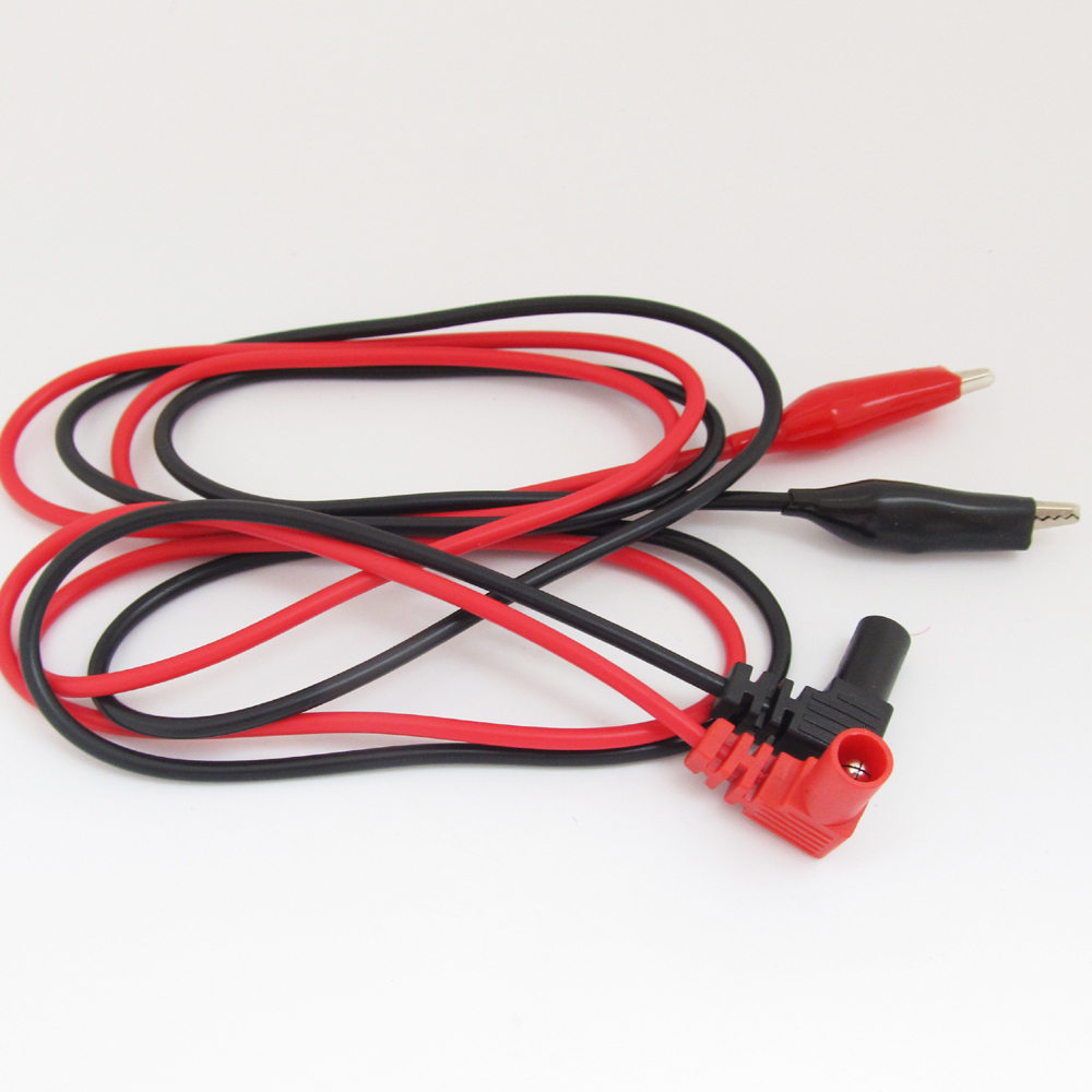 1set 1M Angle 4mm Probe Banana Plug to Alligator Clip Multimeter Lead Cable