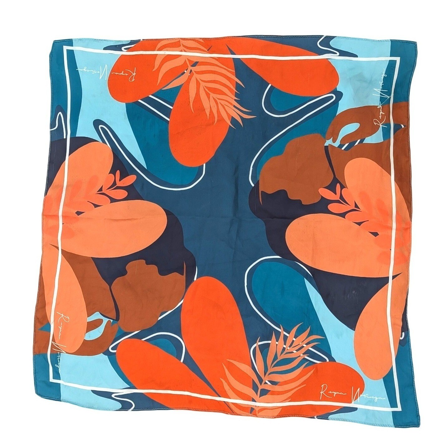 Reyna Noriega x Goody Abstract Satin Square Scarf 25x25 Modern Print