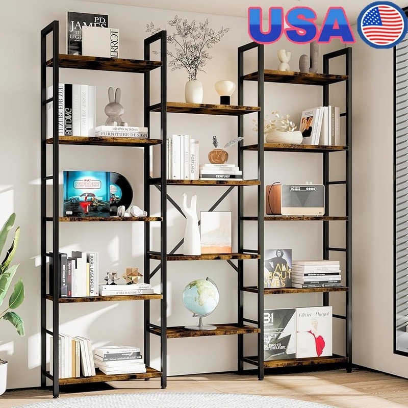 Open Multifunctional Bookshelf 5 Tier Storage Display Rack Adjustable Stable New