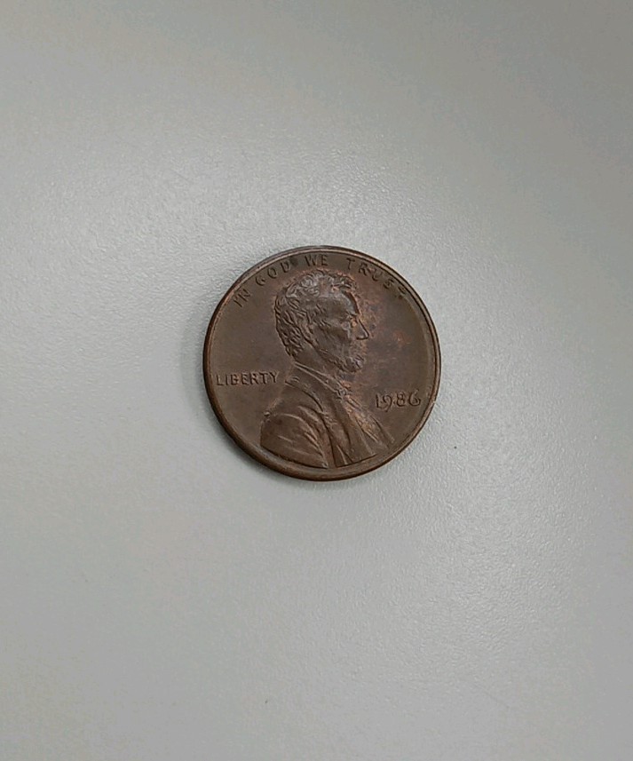 Error 1986 Lincoln Penny- Rim Run - Die Crack