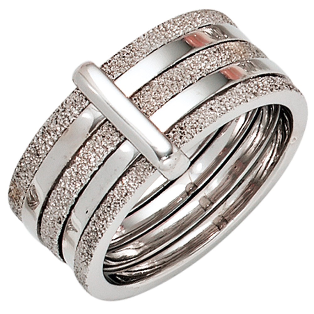 Jobo ladies' ring wide 925 sterling silver rhodium-plated silver ring RW: 60