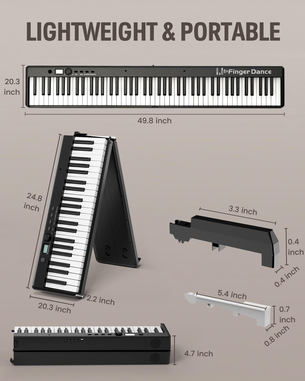 Foldable Full Size Piano w/ Storage Bag