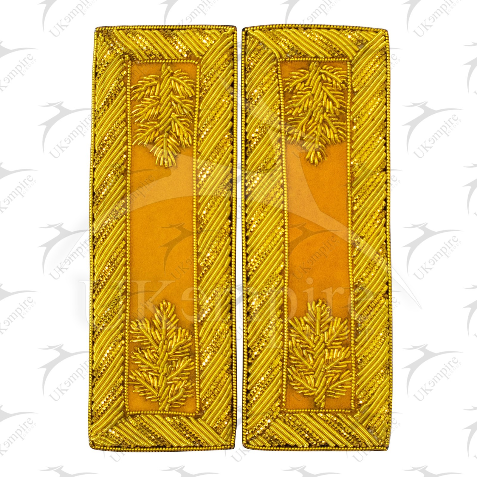Civil War US Officer Shoulder Boards Major (Gold Oak Leaf) Cavalry Yellow