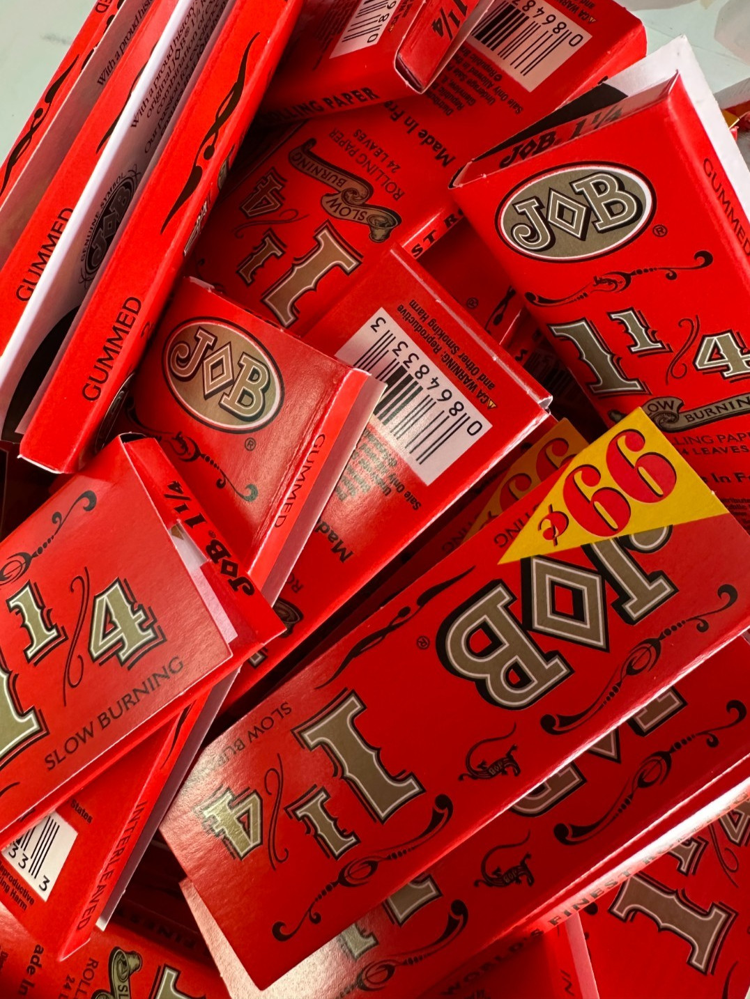 JOB Orange 1 1/4 Red Slow Burning Cigarette Papers 24 Packs (Job Distributor)