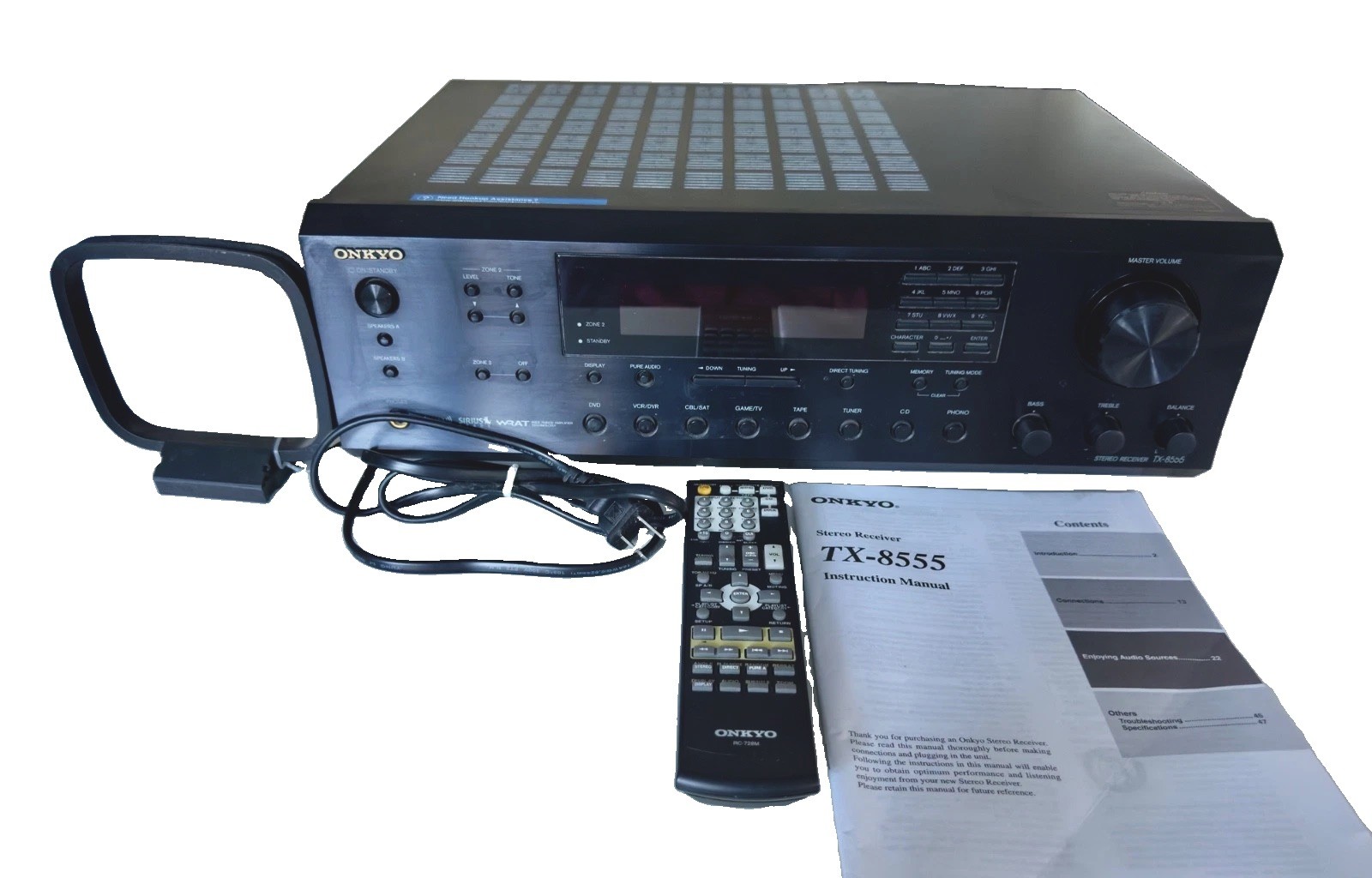 ONKYO TX-8555 AM/FM Stereo Receiver/Amp/Tuner 2-Channel BUNDLE W/REMOTE & Manual