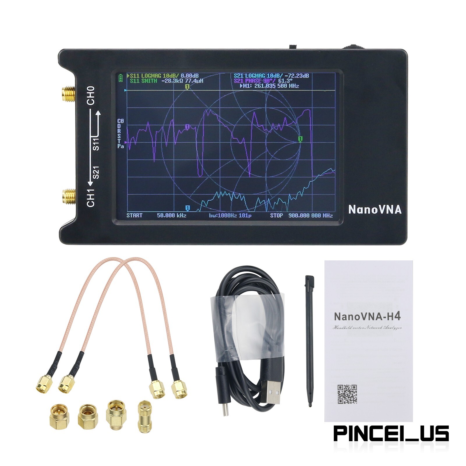 4" LCD Display 50KHz-1.5GHz Vector Network Analyzer NanoVNA Vector Analyzer pc66