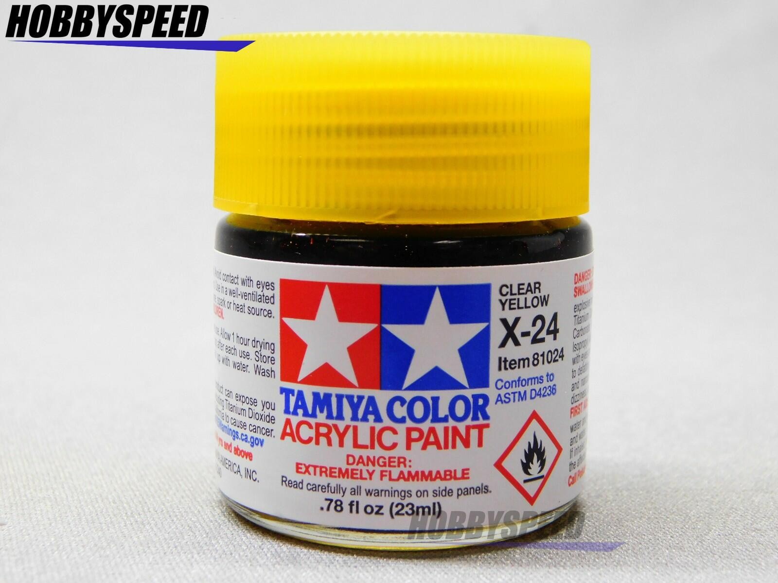 TAMIYA X-24 ACRYLIC PAINT CLEAR YELLOW 23ml bottle model scenery TAM81024 NEW