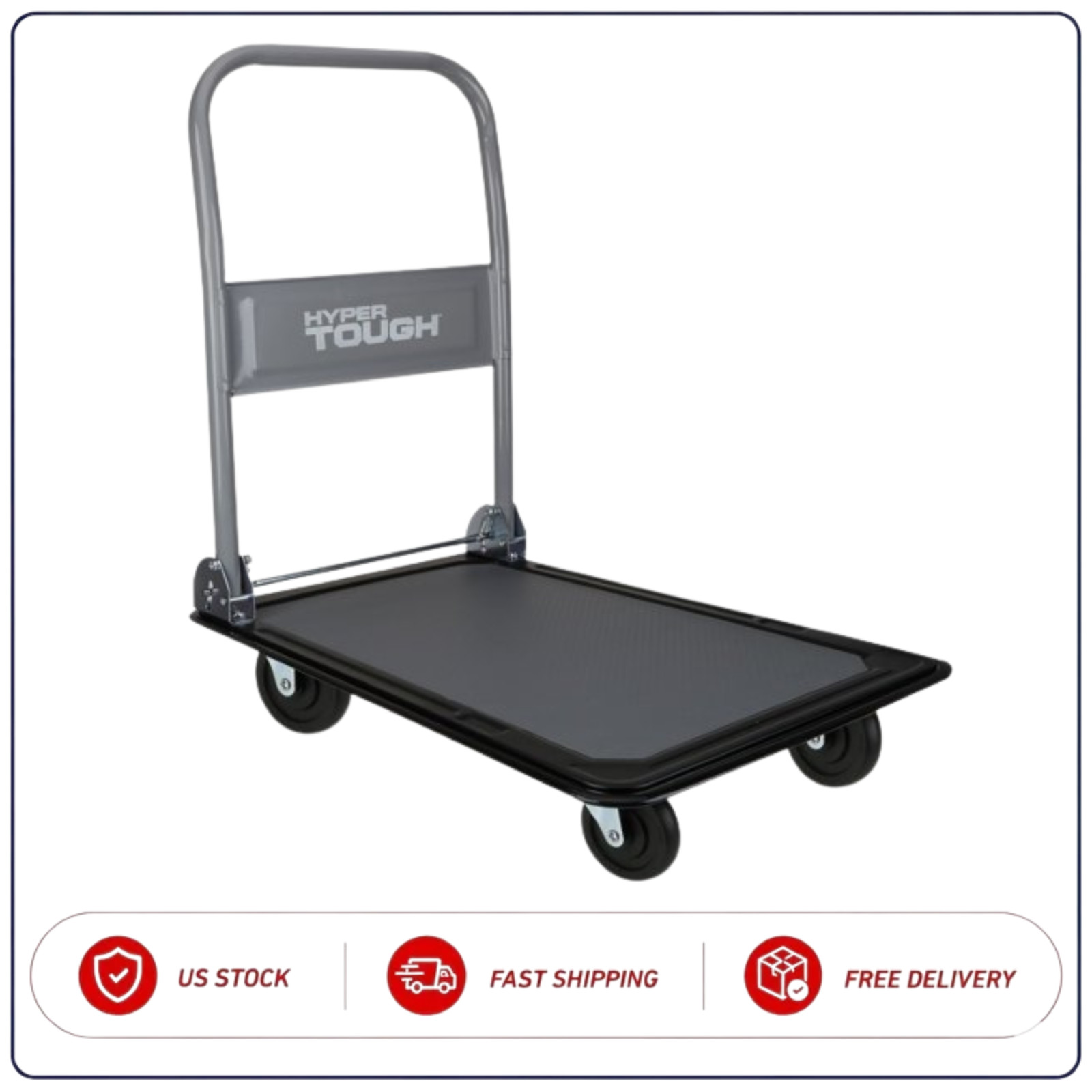 Hyper Tough Heavy Duty Utility Rolling Cart 300 lb Capacity Blue Gray