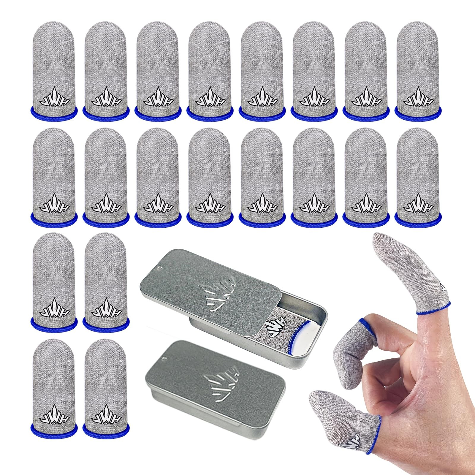 JWH Ultra-Thin Silver Fiber Gaming Finger White silver(20pack,storage box)