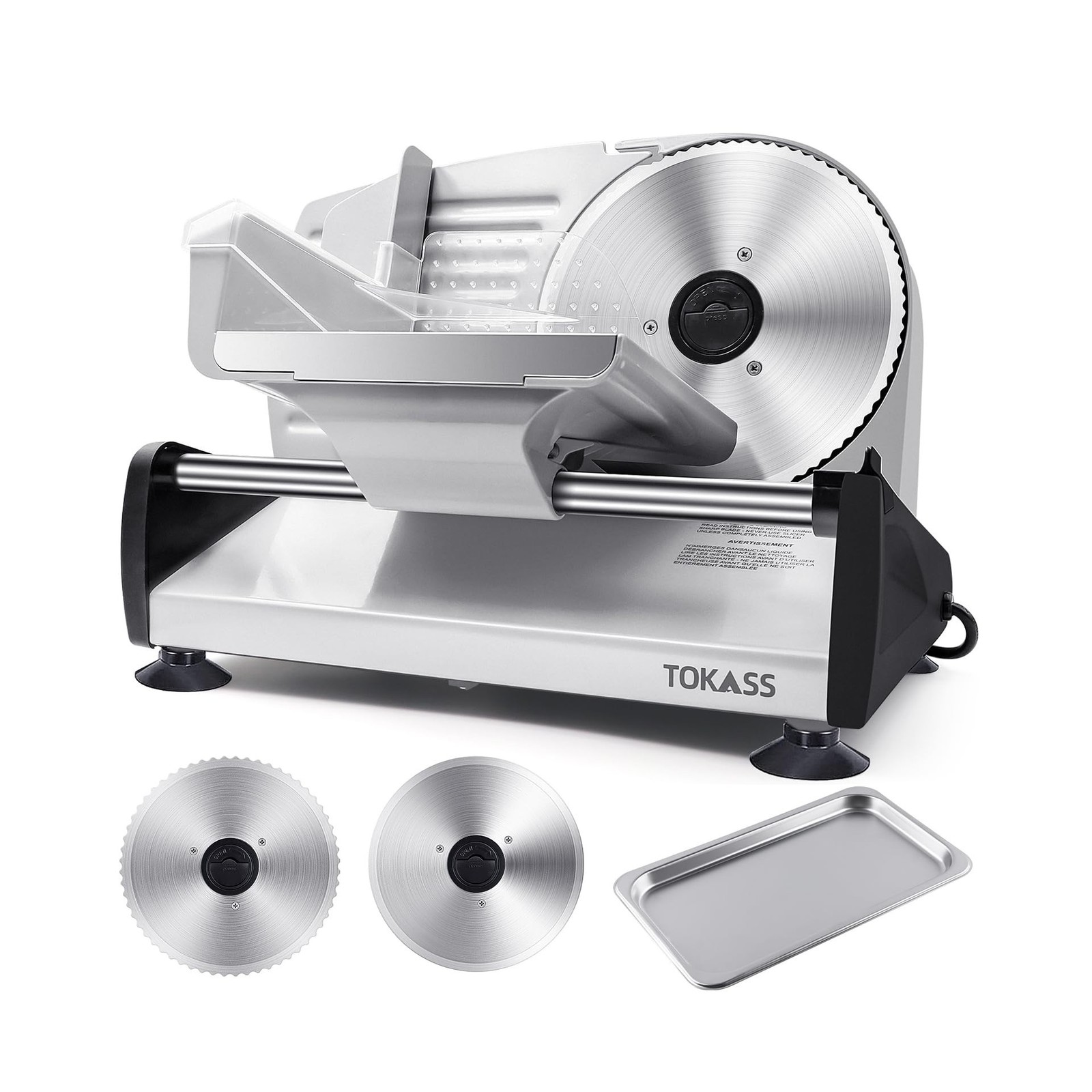200W Meat Slicer Machine for Home Use,Deli Slicer with 2 Removable 7.5'' Stai...
