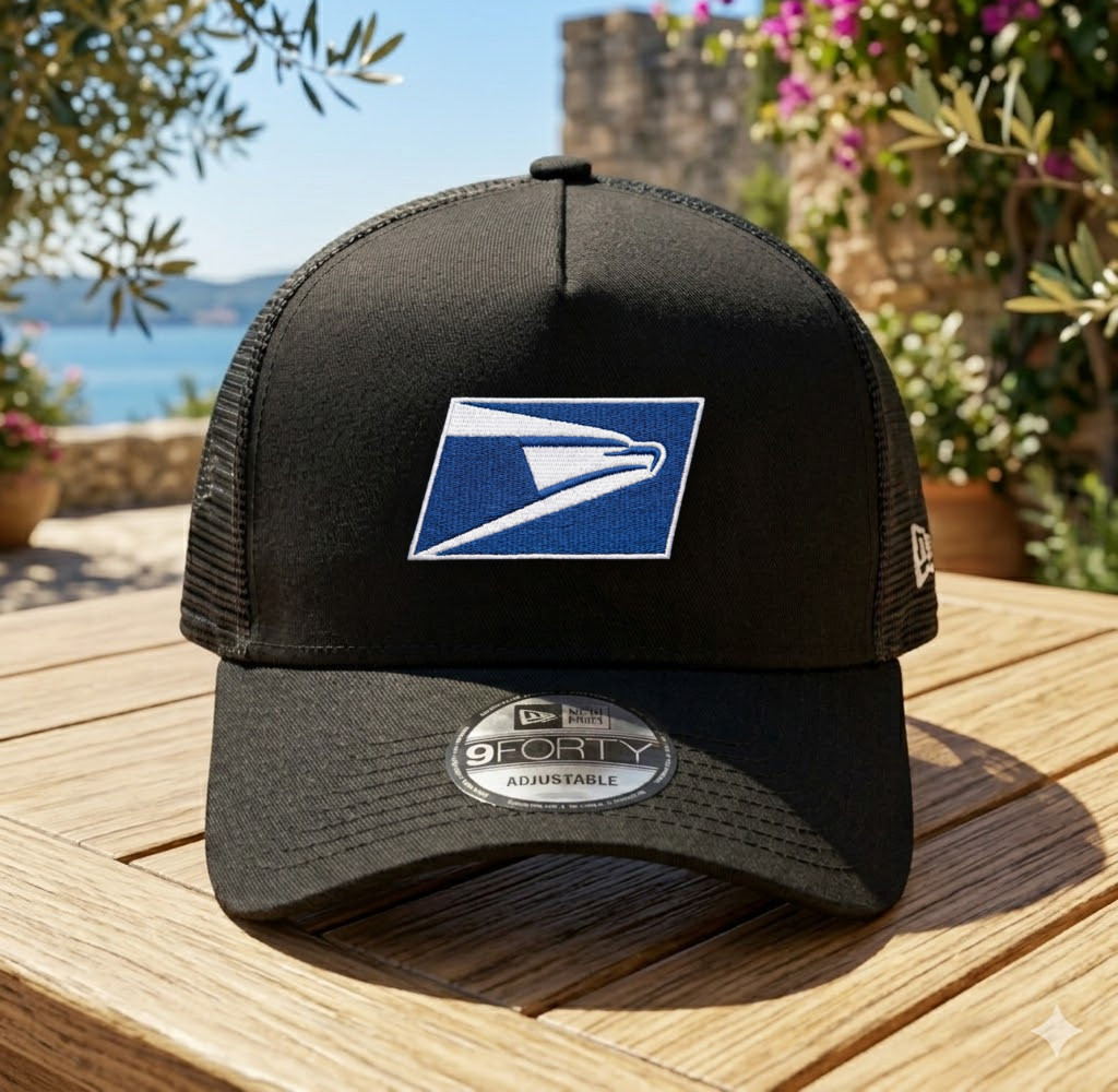 USPS Blue Logo Embroidered Trucker Hat Mesh Adjustable Snapback